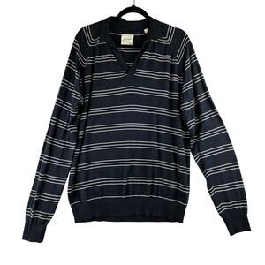 Billy Reid Sweater Mens 2XL Cotton Cashmere Knit Peru Striped Preppy Long Sleeve